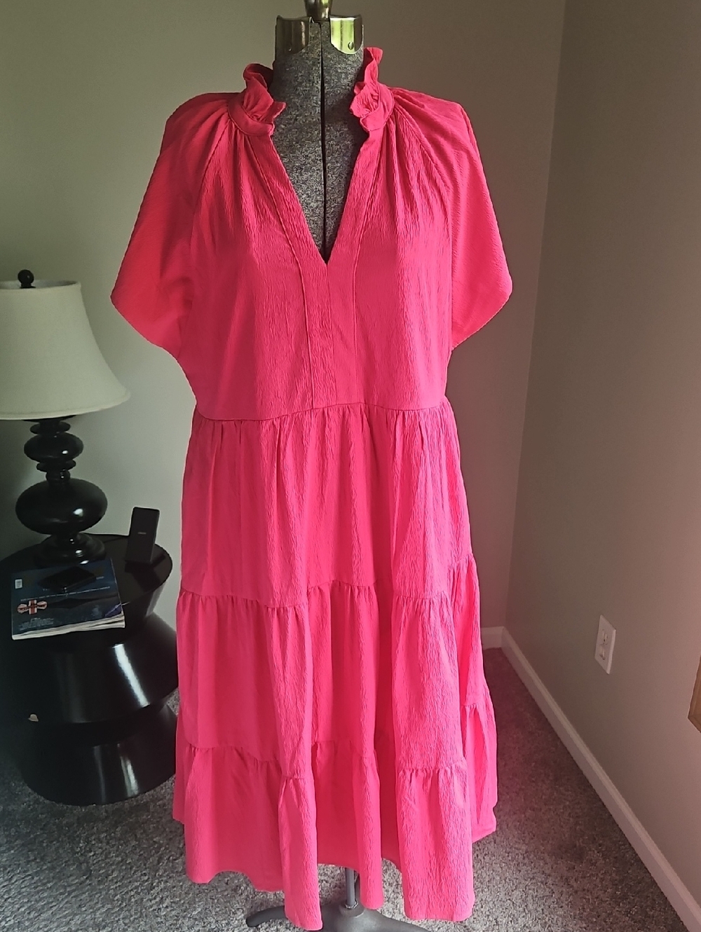 Entro Ruffle Tiered Midi Dress With Pockets